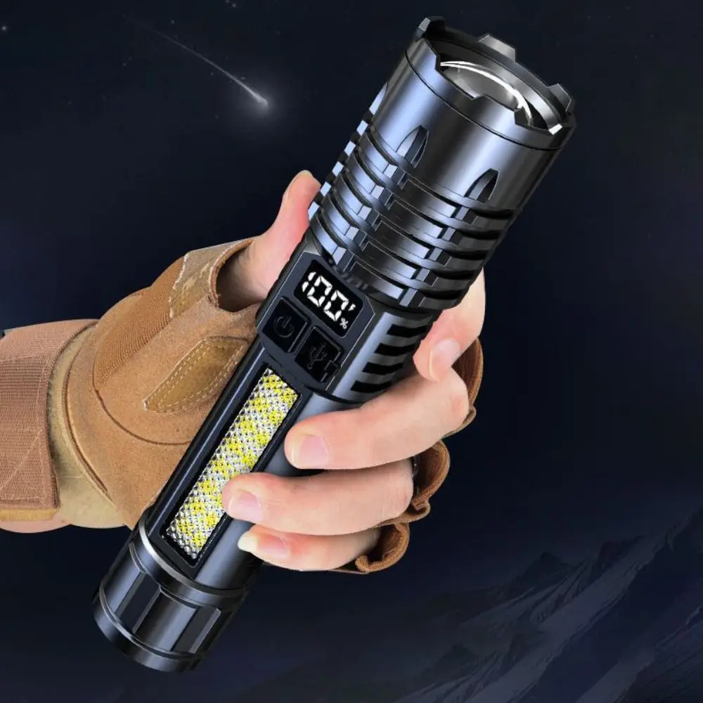 Convenient 5 Levels Strong Light Flashlight Wide-angle Rechargeable Led Flashlight ABS Zoom Outdoor Flashlight Camping