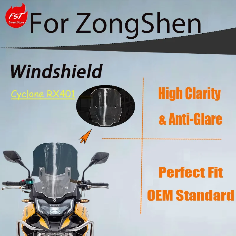 Heightened & Thick Windshield for Zongshen Cyclone RX401, Chest Protector