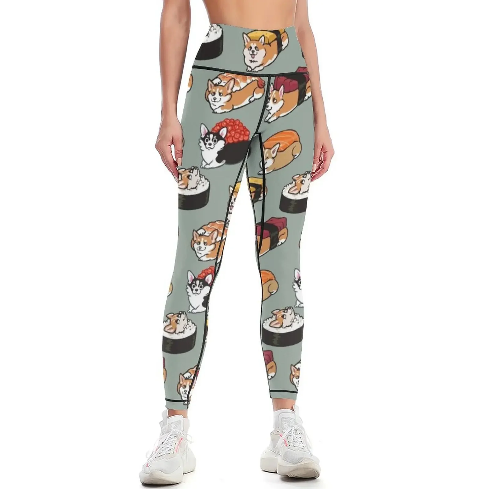

Sushi Corgi Leggings Tight fitting woman Training pants Women's high waist Sports pants woman Womens Leggings
