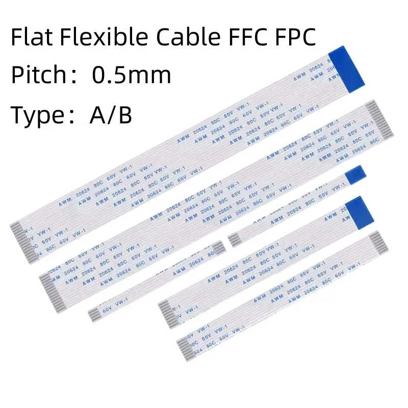 10PCS Flat Flexible Cable FFC FPC AWM 20624 80C 60V VW-1 FFC-0.5MM 4/5/6/8/10/12/14/16/18/20/22/24/26/30/32/34/36/40/45/50/60Pin