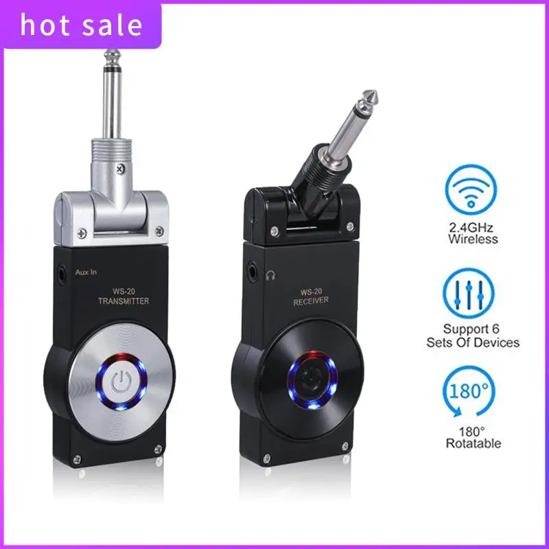 ELEC-2.4G جهاز استقبال الارسال اللاسلكي للجيتار قابل لإعادة الشحن 180 قابل للدوران