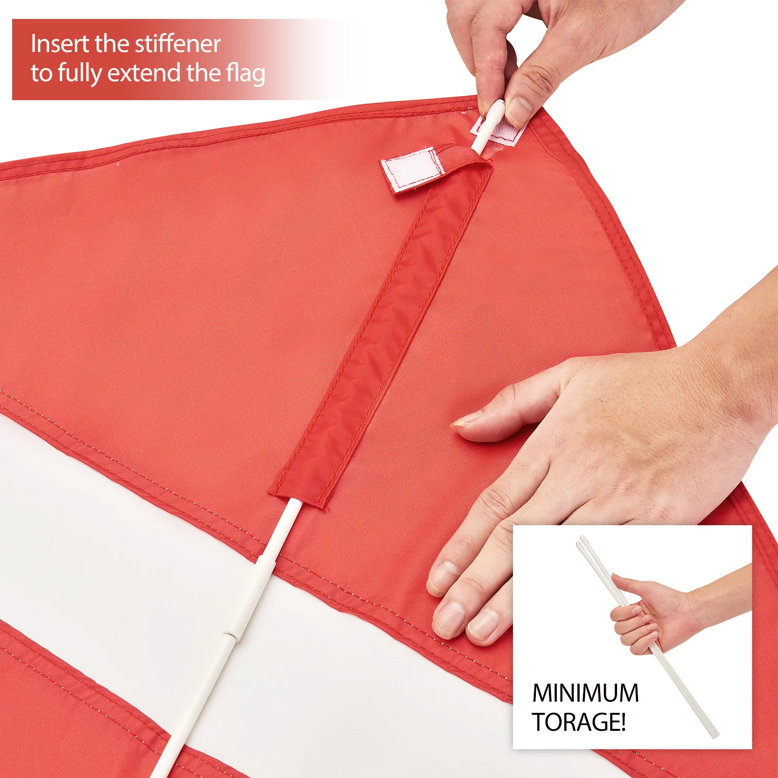 Dive Flag with Removable Stiffening Pole - 20” x 24” for Scuba Diving Spearfishing Freediving  Use with Float, Buoy, Boat, Flag