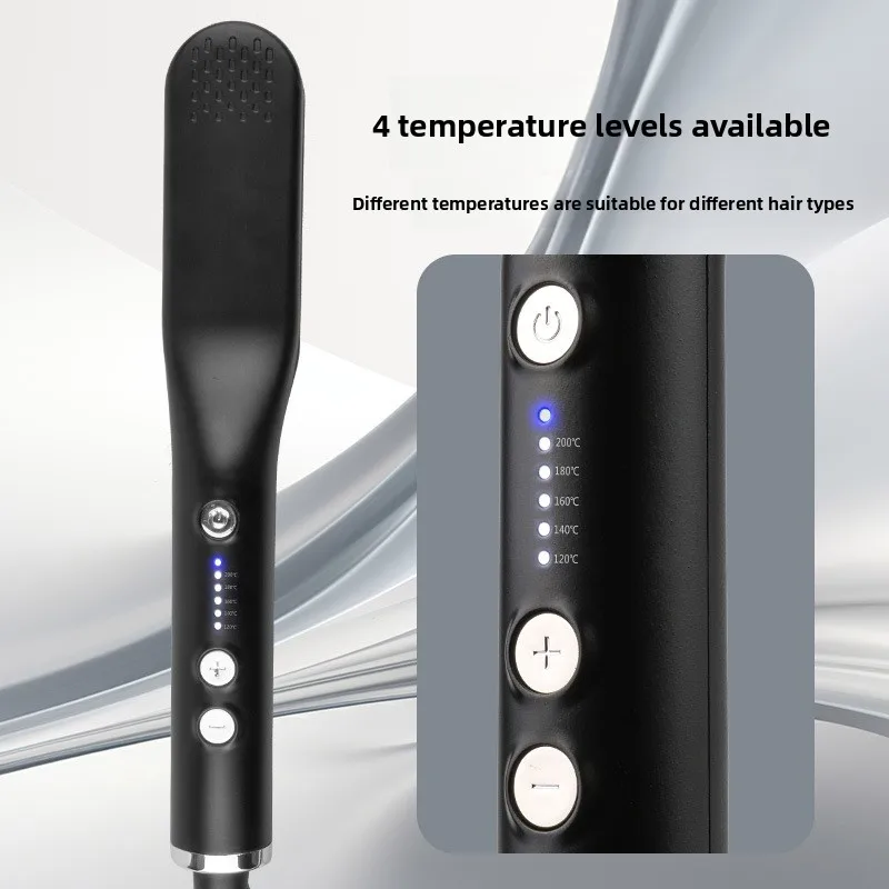 2-in-1 Ceramic Hair & Beard Straightener Brush with Adjustable Temperature Styling Comb for Smooth Grooming