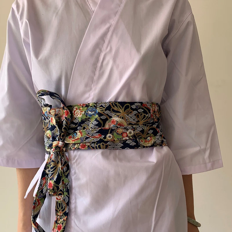 Japanese Style Girdle Chinese Sushi Restaurant Waiter Chef Waist Belt Retro Kimono Corset Waist Obi Dress Sash Straps Hanfu Belt