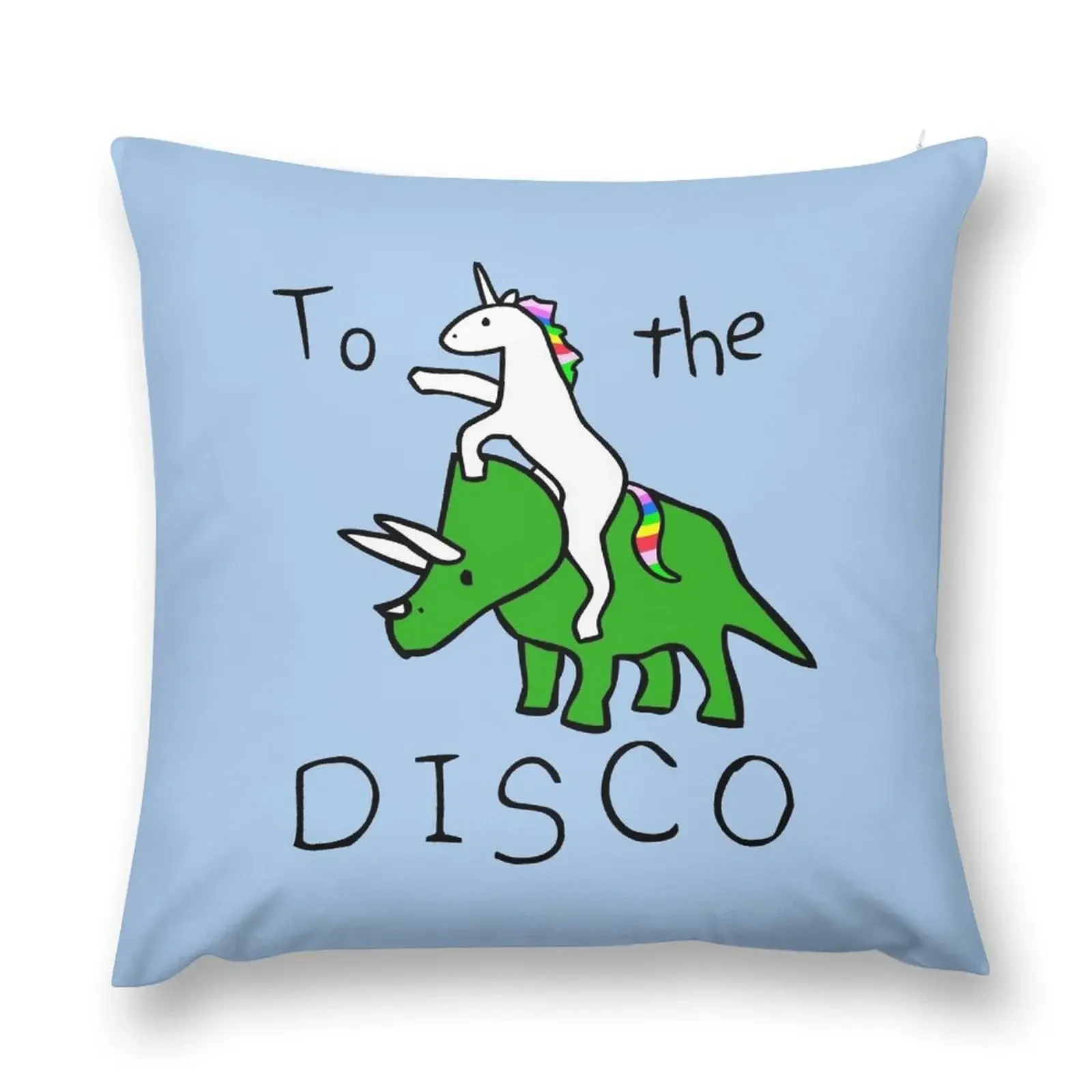 To The Disco (Unicorn Riding Triceratops) Throw Pillow luxury home accessories Pillowcases For Pillows Christmas Pillows pillow