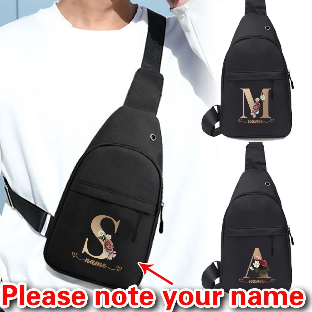 

Personalized Customized Rose Gold Letter Men's Chest Bag Multifunctional Casual Crossbody Bag Men's Fashionable Shoulder Bag