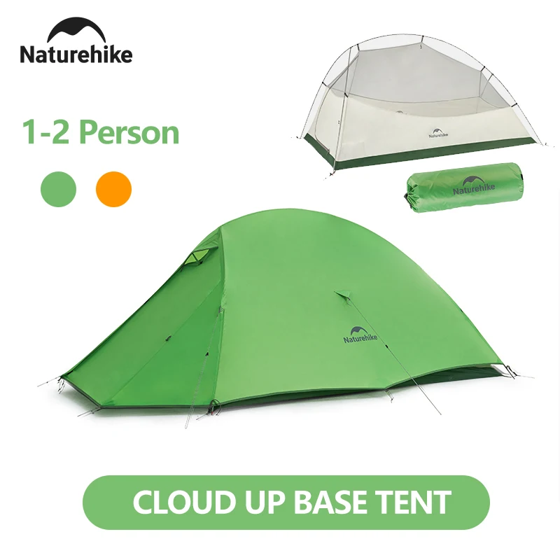 Naturehike Cloud Up Base Camping Tent 1-2 Person Ultralight Portable 210T Tent Outdoor Hiking 3000mm Waterproof Tent Shelter