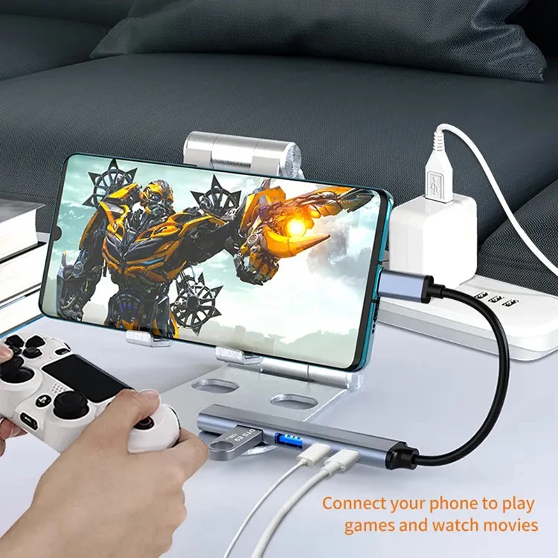 5 في 1 Ultra Slim Type C USB Hub 100W PD محطة إرساء USB 2.0 3.0 الفاصل لهاتف MacBook Pro Mac Mini Mac