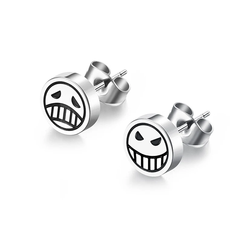 Cosplay Jewelry Accessories Titanium Steel Stud Earrings For Women Men Character Ace Dissymmetry Face Earring Fashion Jewelry