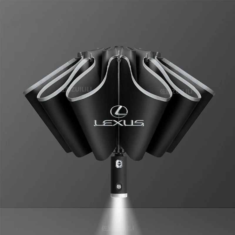 

Lexus Fsport CT200h ES GS GX IS300 LS LM LX LX470 LX570 NX RX300 RX450 UX Car LED Automatic Folding Windproof Sunshade Umbrella