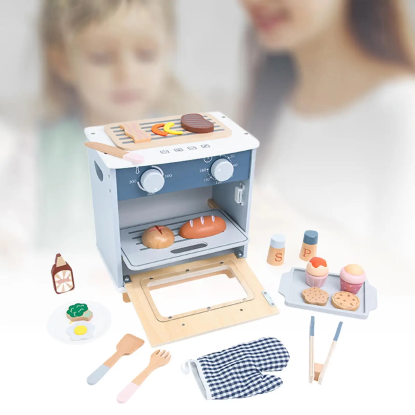 Houten kinderoven Leuk fantasiespel Rollenspel Keukenspeelset Accessoires voor kinderen vanaf 3 jaar Kleuters Meisjes Jongens Verjaardagscadeaus