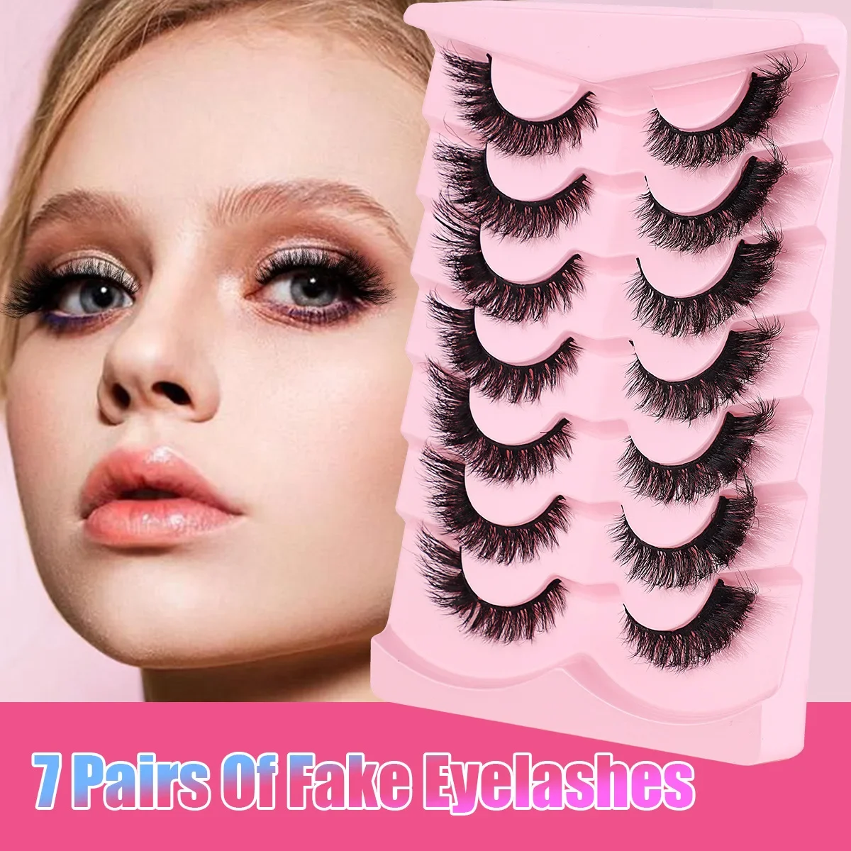 Hot-selling New Products 7 Pairs Of Extended End-of-eye Fox False Eyelashes Thick Natural Curled Cat Eye False Eyelashes