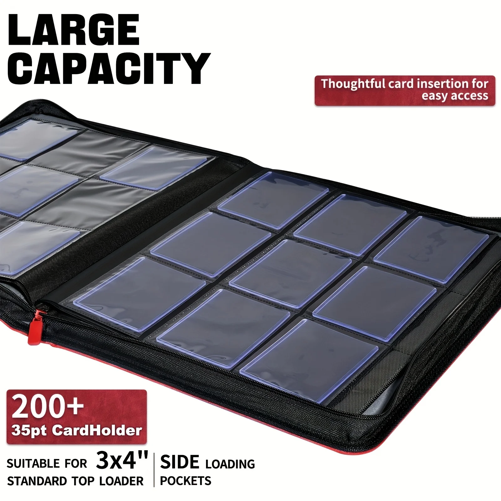 Bonder de almacenamiento de tarjetas toploader de 9 bolsillos, libro de almacenamiento toploader, bolsillo de doble cara sin anillo para tarjetero 216 35pt, compat