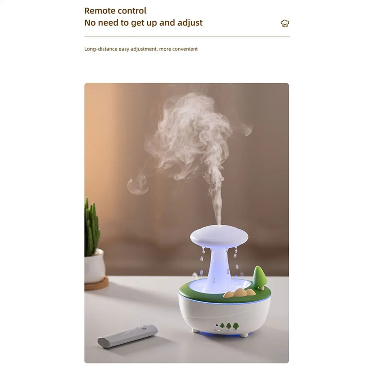 AA19 Rain Cloud Humidifier Water Drip, Mushroom Oil Diffuser for Bedroom Waterfall Lamp Funny Gift