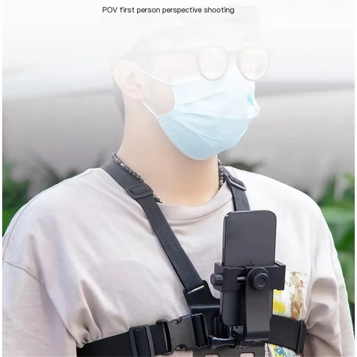 ADEGBO-Improved Chest Strap Mobile Phone Holder with Fixed Shoulder Neck Strap