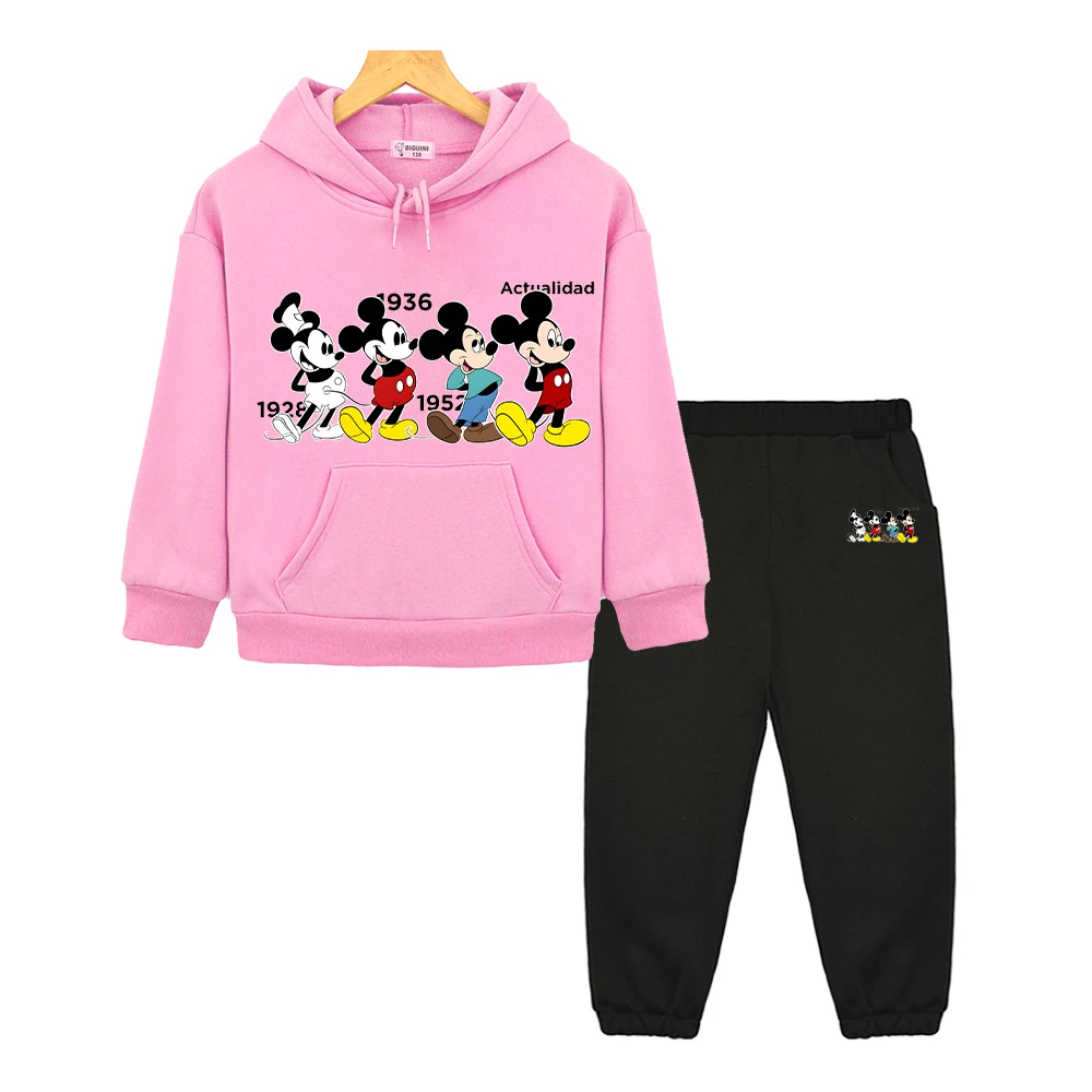 

mickey mouse boy girl Hooded Sets hoodies Fleece Sweatshirt y2k sudadera Disney print hoodie+Pant pullover kids boutique clothes