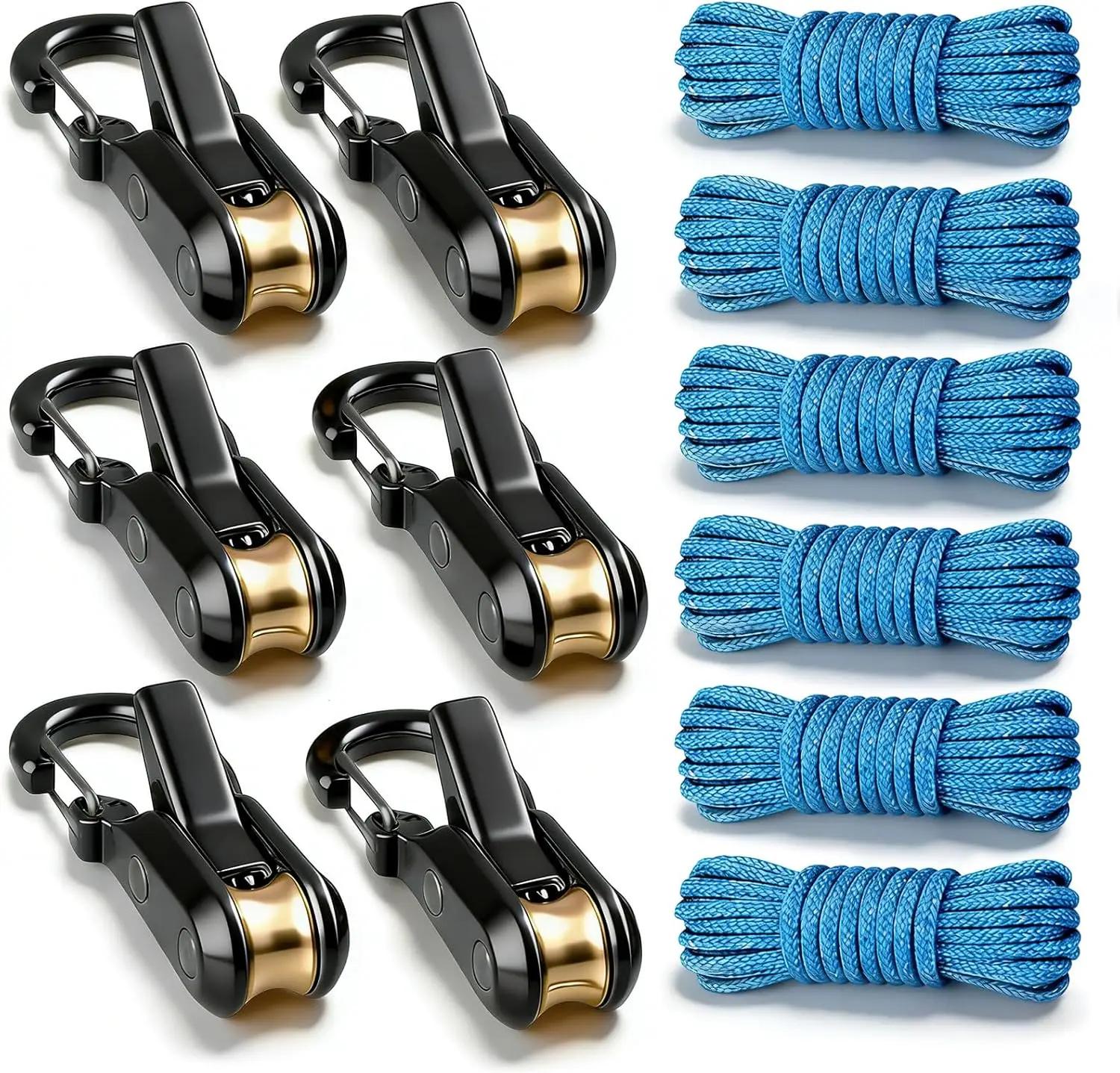 6er-Pack Seilspanner Rollenspanner Hochbelastbare Einziehbare Schnalle für Camping, Bootfahren, Outdoor-Aufbewahrung