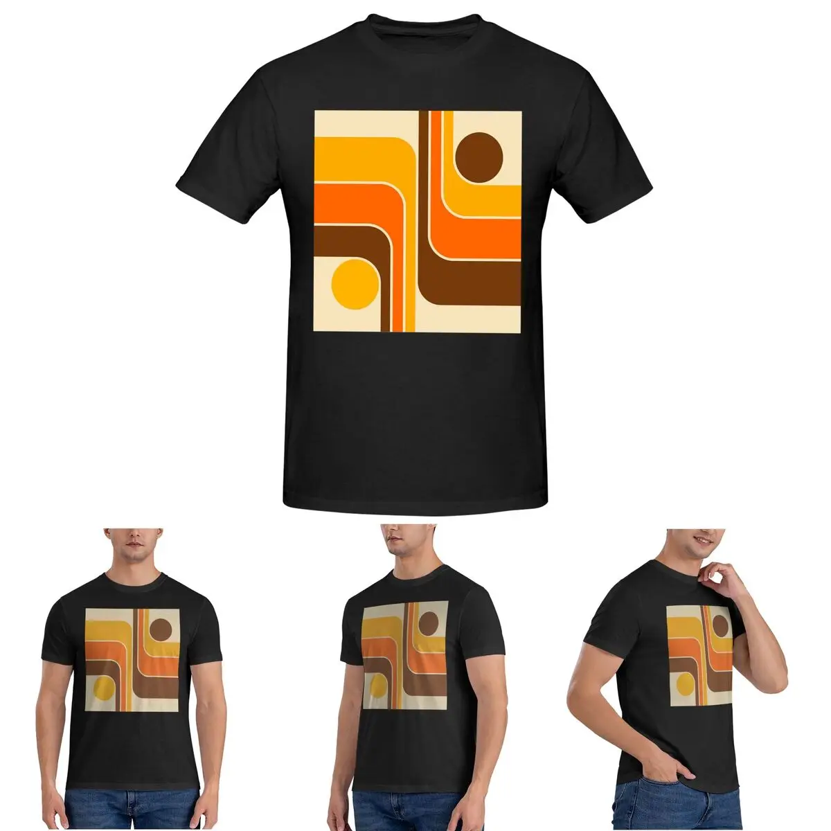 

Мужская футболка с геометрическим дизайном в стиле ретро 644, хлопковые футболки больших размеров, мужские футболки с коротким круглым вырезом, летняя одежда, топы S-6XL
