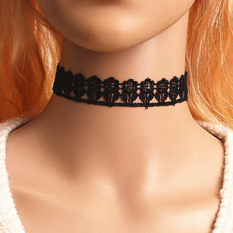 New Gothic Tattoo Leather Choker Necklace Black Lace Velvet Strip Necklace Woman Collar Party Jewelry Neck Accessories Wholesale