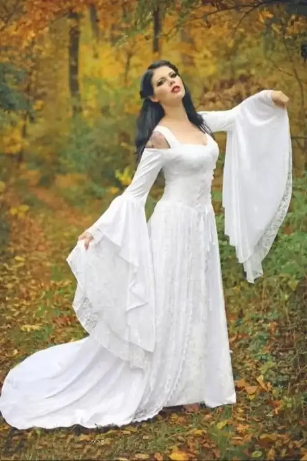 Long Sleeves Gothic Black Wedding Dress For Women Lace Corset Vintage Medieval Renaissance Victorian Formal Gowns Customized