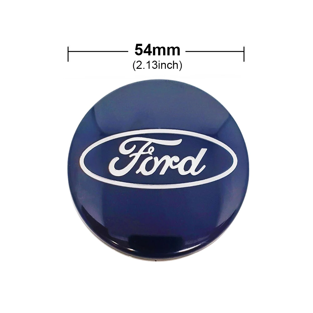 4 X 54MM Decorazioni per auto Tappi centrali Kit tappo ruota centrale blu per Ford La maggior parte dei modelli Focus Fiesta Ka Kuga