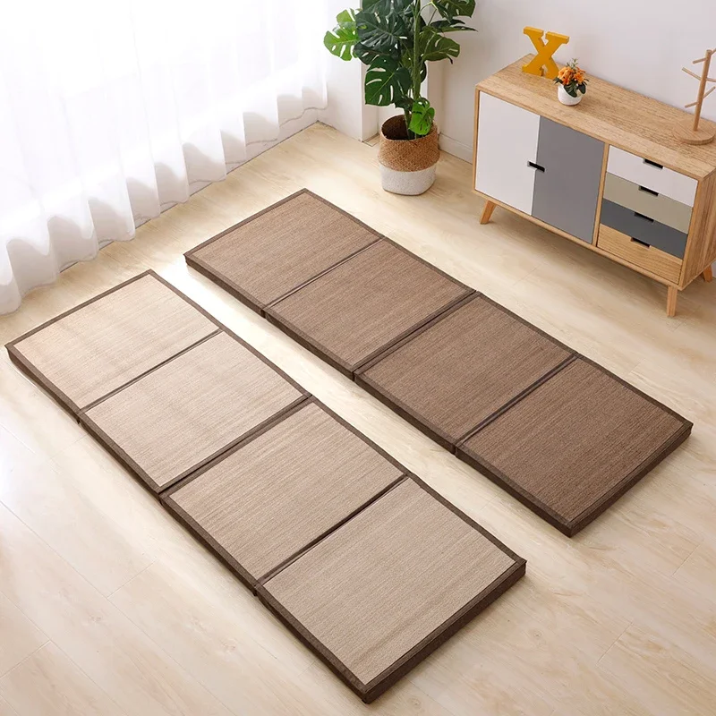 

Japanese Style Folding Mats 5cm Thickened Tatami Mat Nap Mat Natural Bamboo Weaving Splicing Carpet Moistureproof Cushion