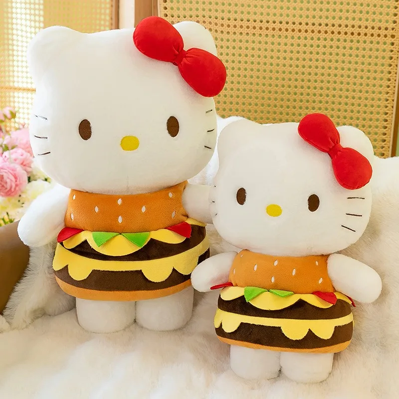 

Kawaii Plush Toy Cute Filled Burger Hello Kitty Cat Doll Kids Birthday Gift for Girls Stuffed Animal Pillow Playful Kawaii