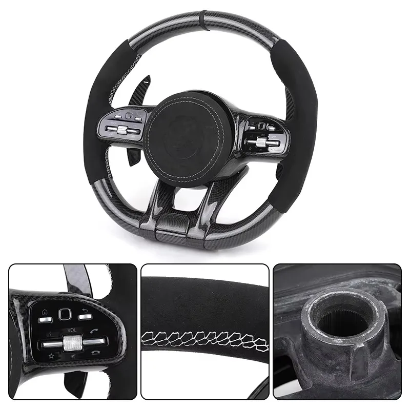 【2025】 نصف عجلة قيادة من ألياف الكانتارا لسيارة Mercedes Benz AMG GL X164 X166 GLC X253 C253 GLS X167 G Wagon W463 G63