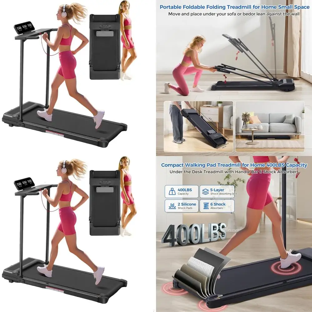 

Компактная электрическая беговая дорожка с ручкой, портативная дорожка для дома, тихая мощность 3,5 л.с., светодиодный дисплей, емкость 400 фунтов