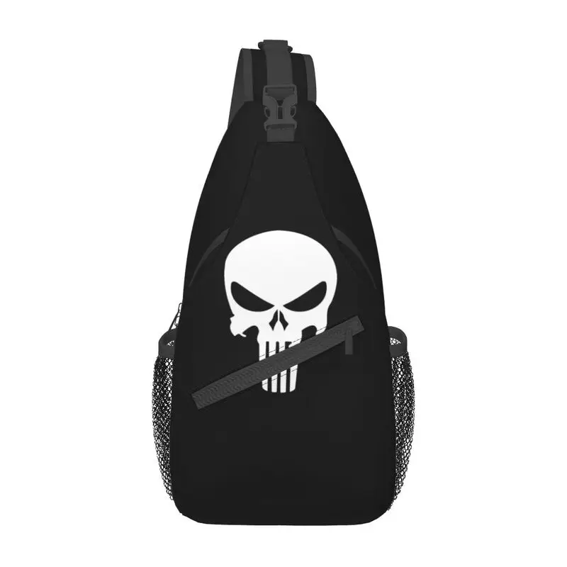 Casual Punishers Skeleton Skull Sling Crossbody Backpack Men Shoulder Chest Bags for Camping Biking