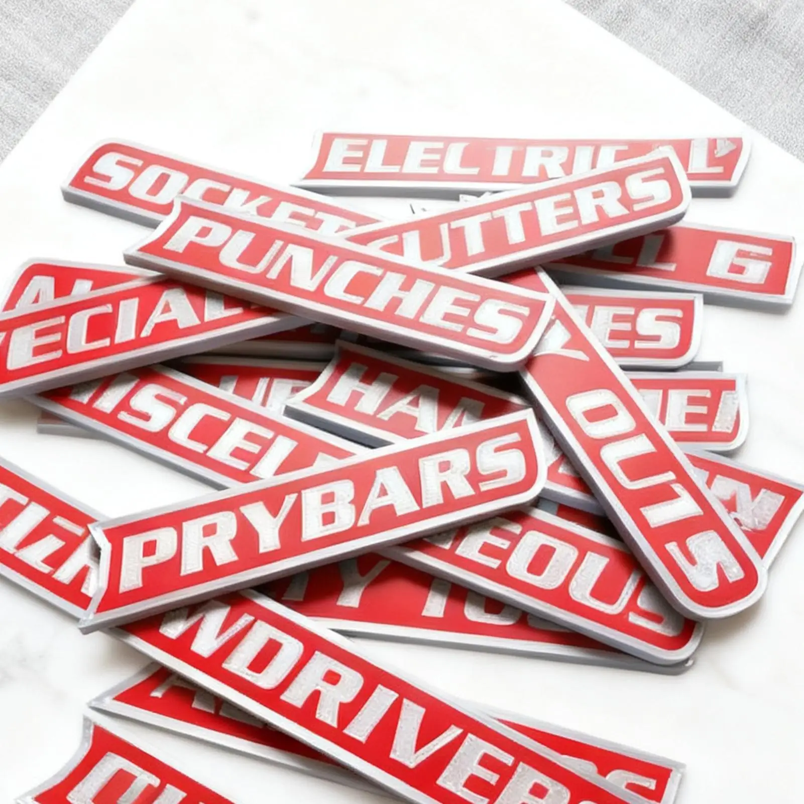 Magnetic Tool Box Labels 12 Pieces Reusable Organization Organization Tags Tool Organizer Label Stickers for Steel Carts Drawers