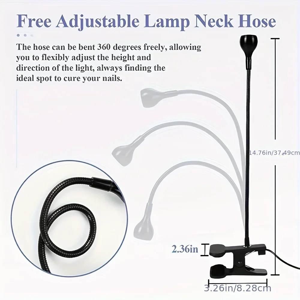 Nail LED UV Lamp for Drying Gel Nail Polish Clip-On Flexible Desk Mini Portable USB Nail Lamp UV Light Dryer for Manicure SalonS
