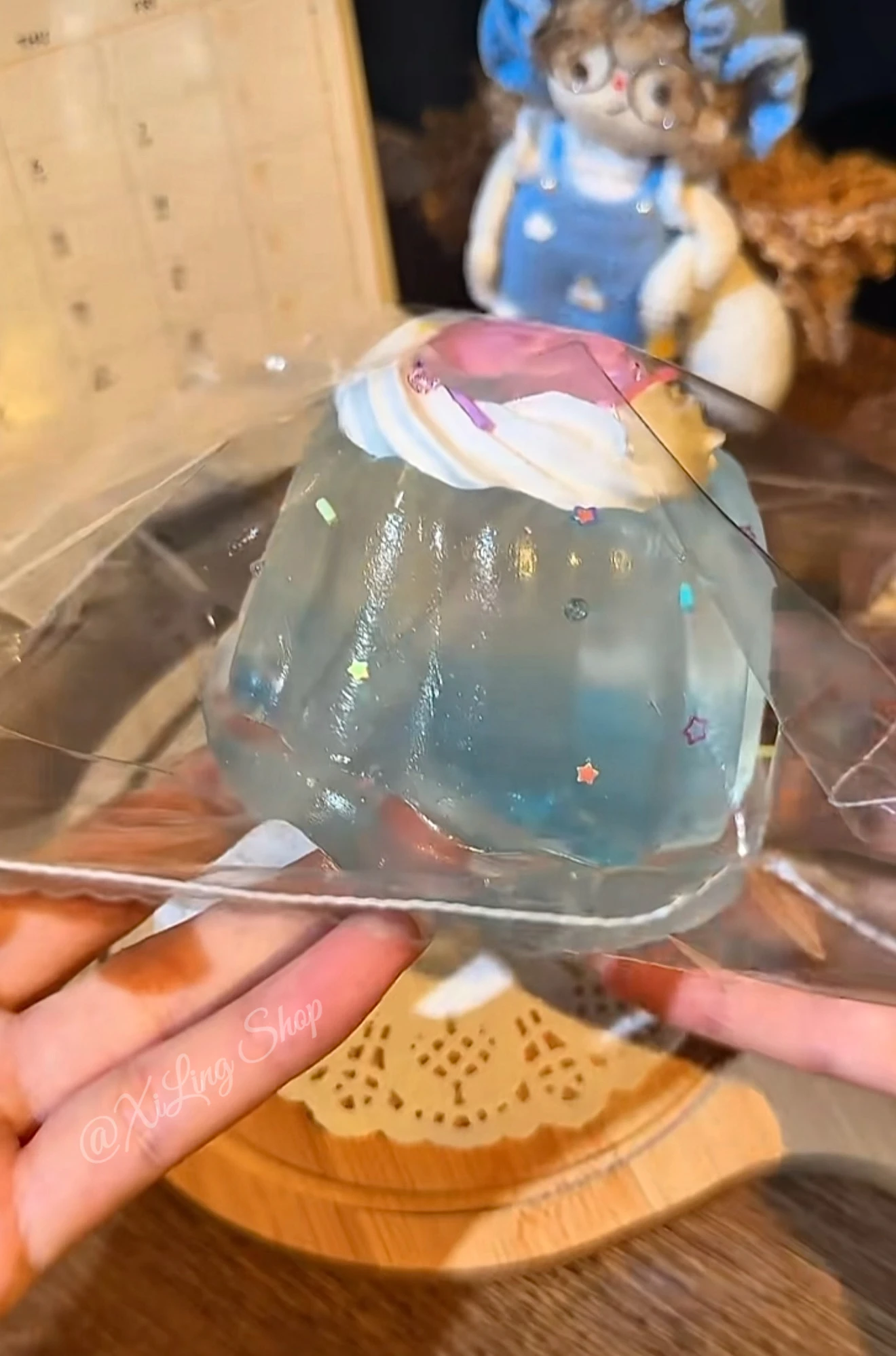 1Pc Sparkling Sea Salt Jelly Pudding Handcrafted Squishy - Jelly Clay Texture! - Food Grade Silicone Stress Reliever 5