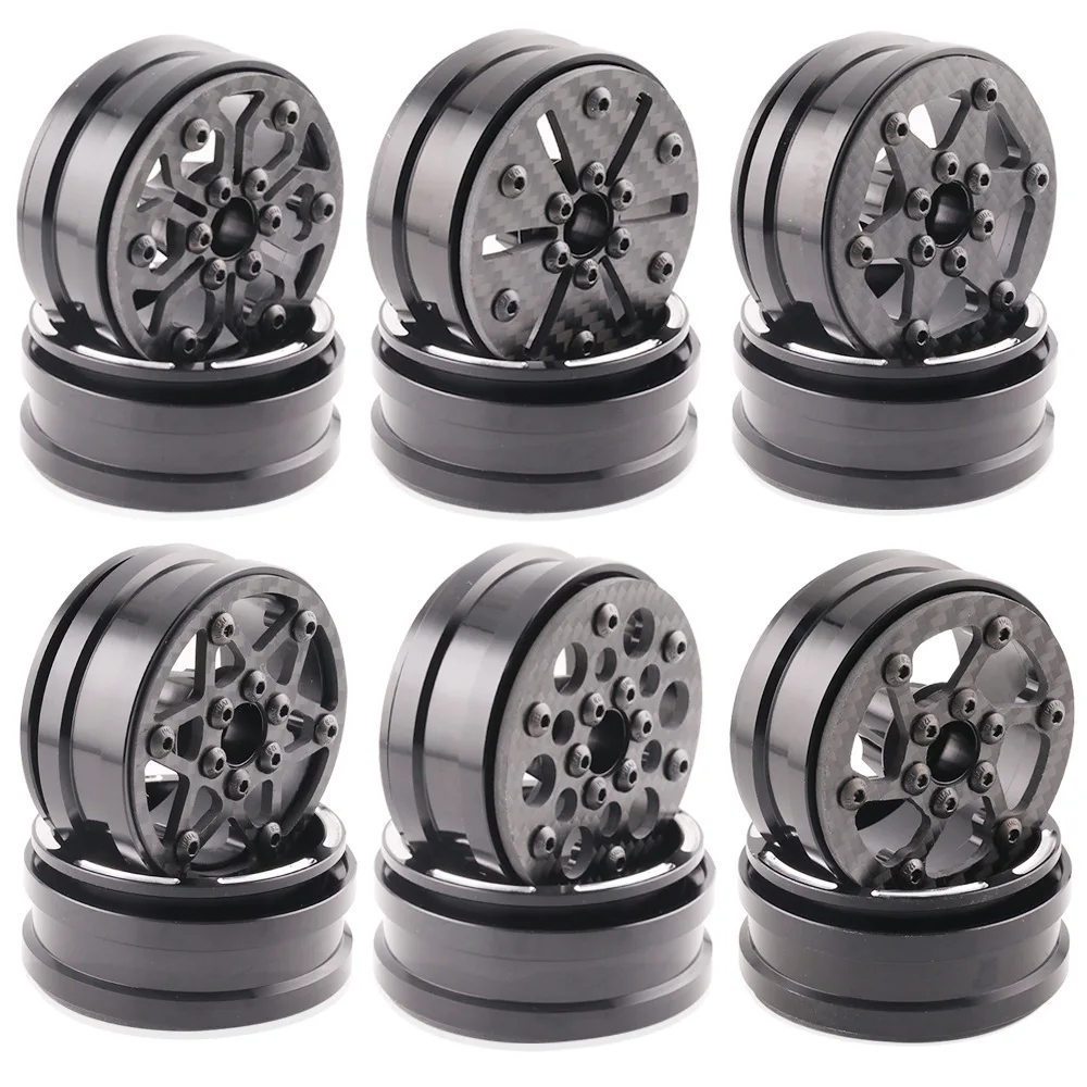 4Pcs 1.9 Inch Carbon Fiber Wheels HUB Rim For Capra SCX10 TRX4 TRX6 1/10 RC 1/10 RC Car Crawler