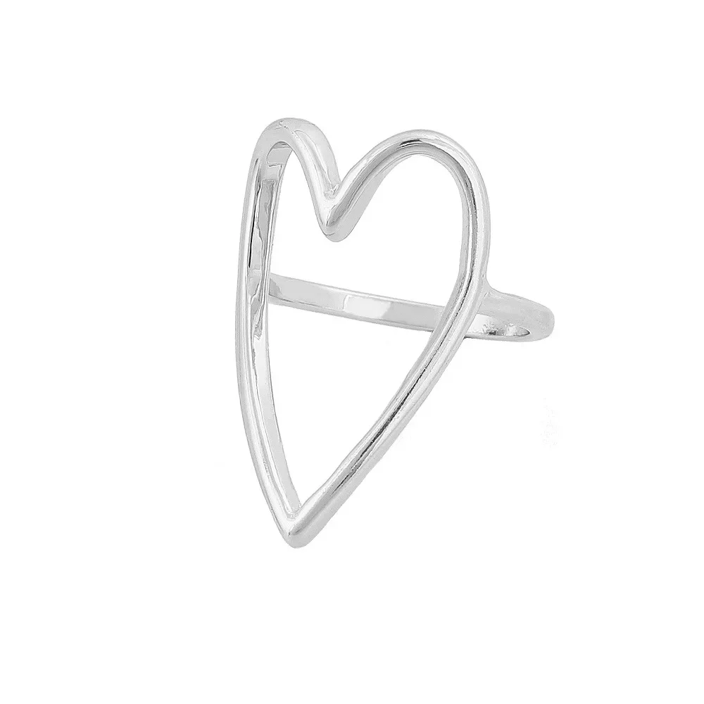 Big Love Heart Shape Hollow Out Ring for Women Simple Fashion Personality Lady Party Jewelry for Girlfriend