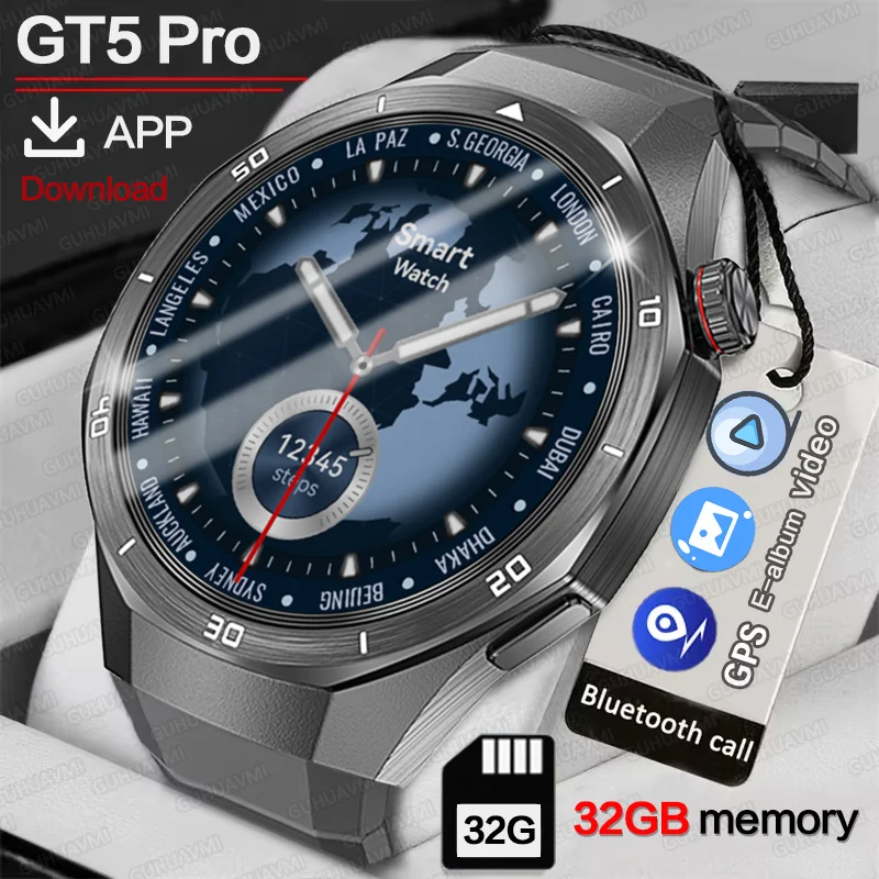 

2025 Новые GT 5 Pro GPS Смарт-часы 32 ГБ Память Видеоальбом Приложение Загрузка Часы Спорт Фитнес Водонепроницаемые Bluetooth-вызовы Смарт-часы