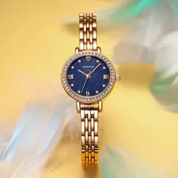 2024 mode Rose Uhr Für Frauen Mark Fairwhale Marke Luxus Iced Diamant Starry Sky Kleid Wasserdichte Quarz Armbanduhr Damen