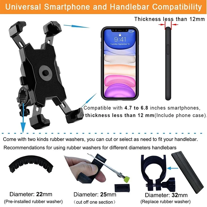 360° Rotatable Electric Bicycle Phone Holder for iPhone Xiaomi Riding MTB Bike Moto Motorcycle Stand Bracket Non-slip Cycling 3
