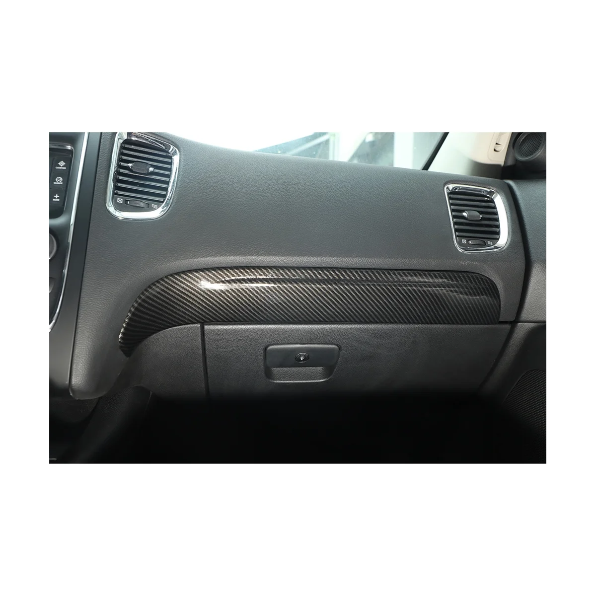 For Dodge Durango 2011-2020 ABS Carbon Fiber Dashboard Panel Cover & Headlight Switch Button Panel Trim - 3PCS