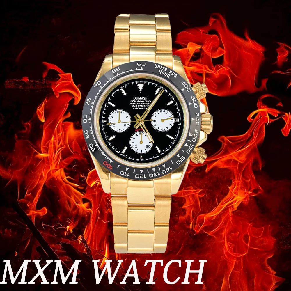 Jam Tangan Sport Mewah Quartz VK63 Kaca Safir Baja Tahan Karat 316L Tahan Air untuk Pria Jam Tangan Kustom Gerakan Jam VK63