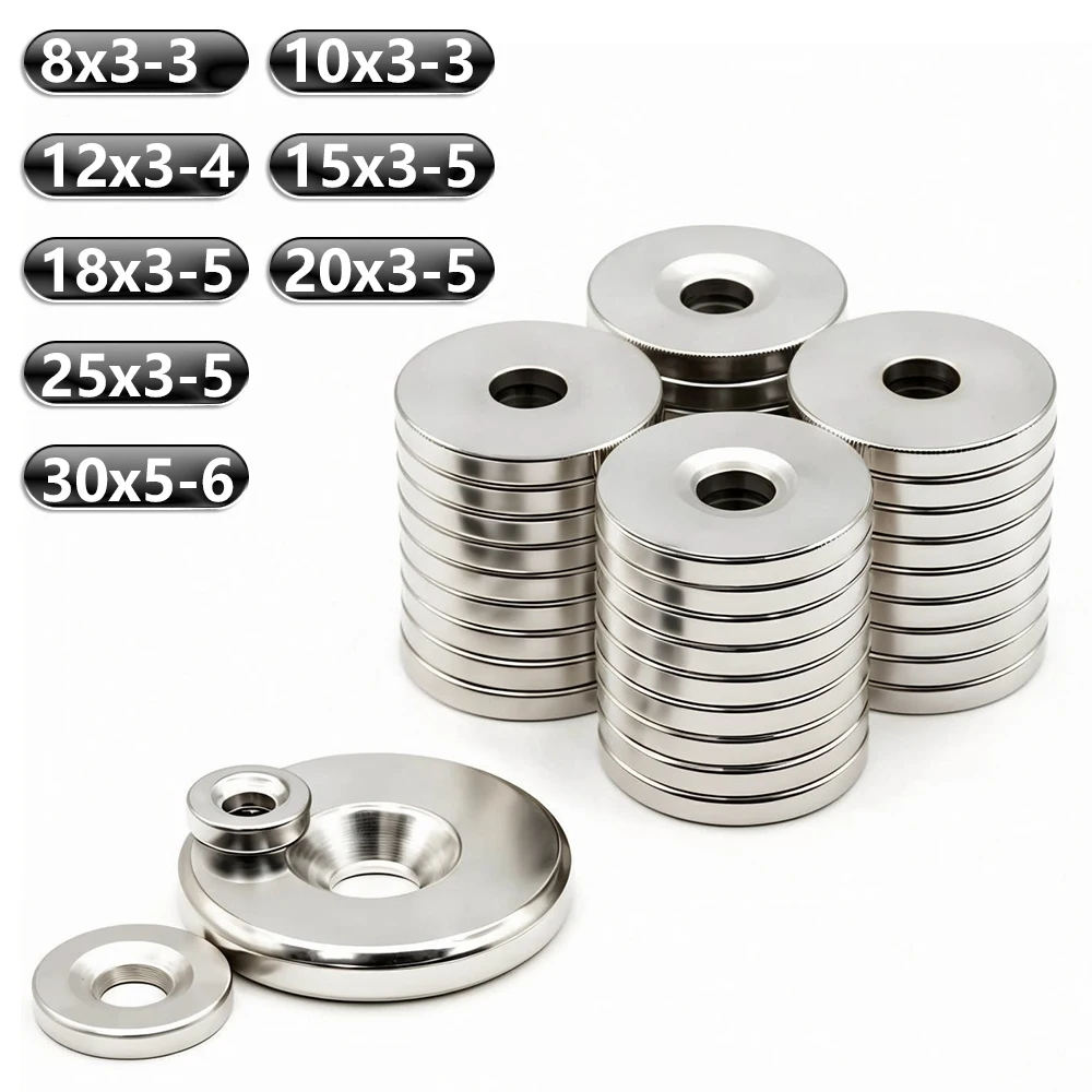 Super Strong Round Neodymium Magnet with hole N35 Permanent Magnets NdFeB Powerful Magnetic imane for Fridge High Performance