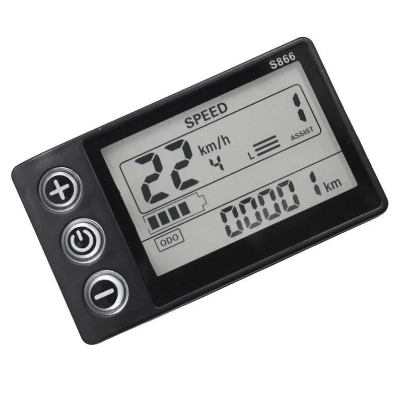 24V-60V S866 Controller Panel Dashboard Waterproof Electric Bike LCD Display for Electric E-Bike Scooter(SM Plug)