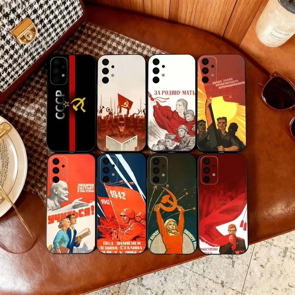 

Russian USSR Banner Phone Case For Samsung Galaxy A73,A72,A71,A70,A53,A52,A51,Soft Silicone Black Cover