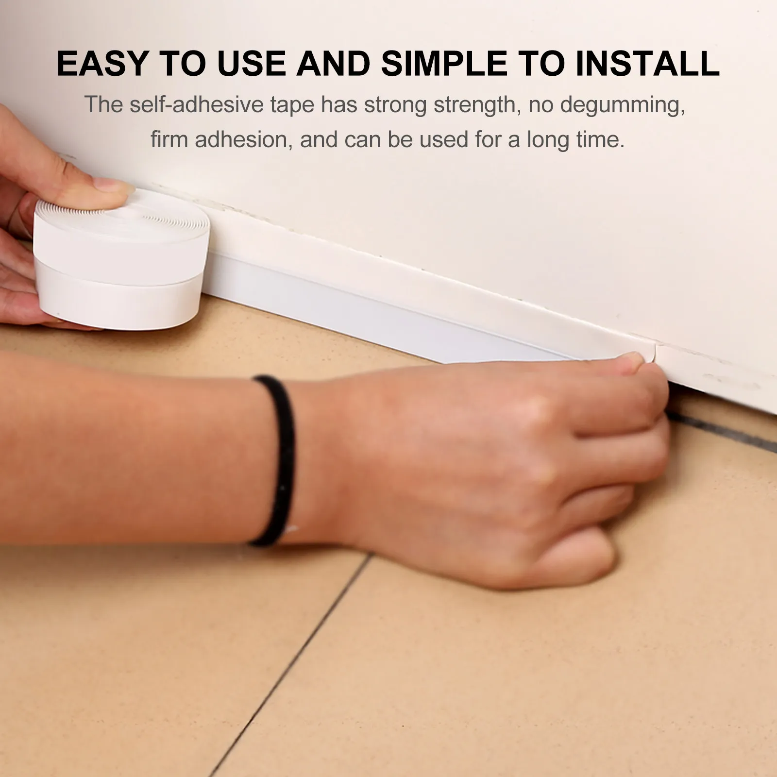 

2Pcs Silicone Door Bottom Seal Strip Self-Adhesive Weather Strip for Windproof Soundproof Sealing Doors Windows Home Use