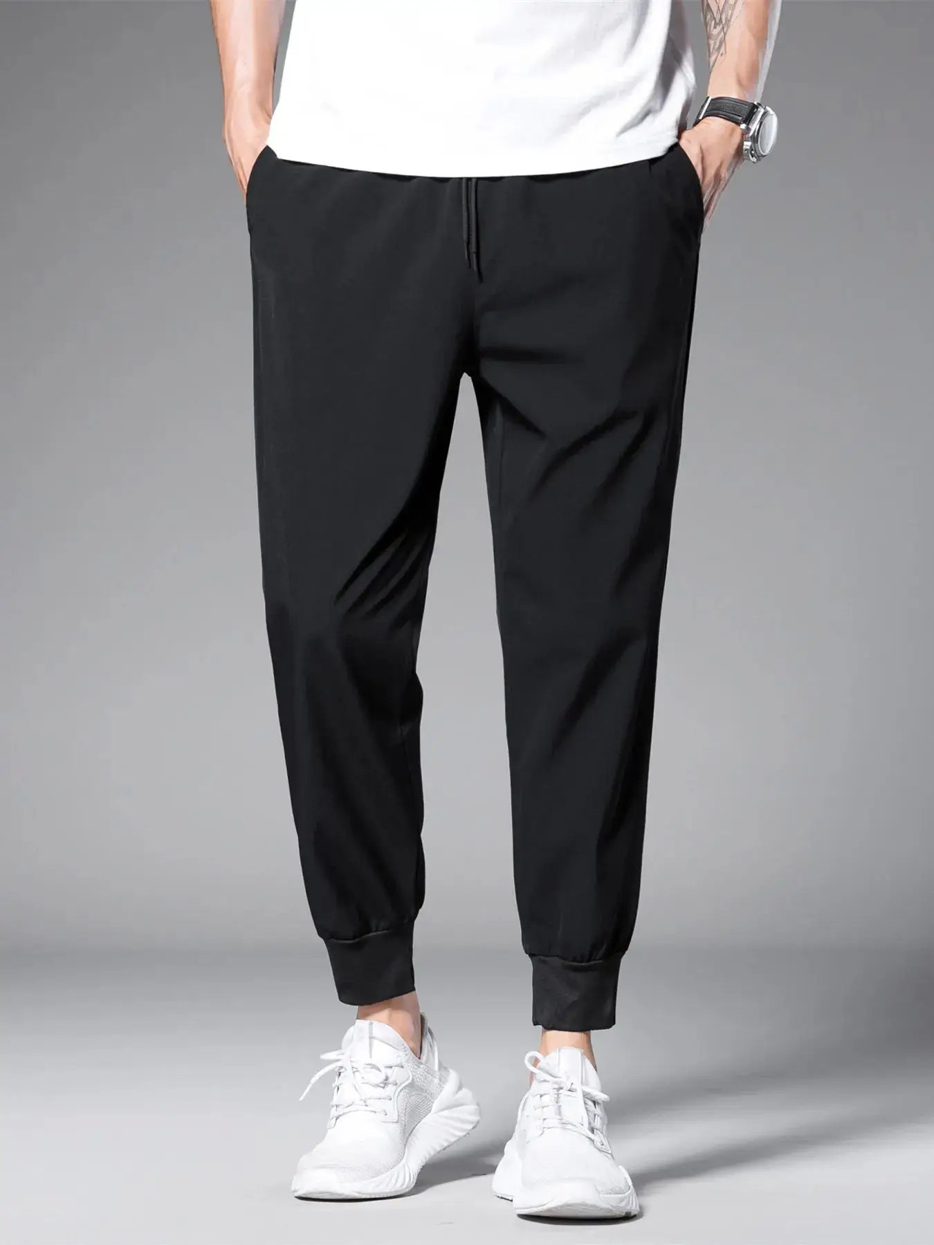 

Men's Dstring Crop Carrot Pants Straight Leg Eighteen Pants Youthful Vitali Sle Casual Wear