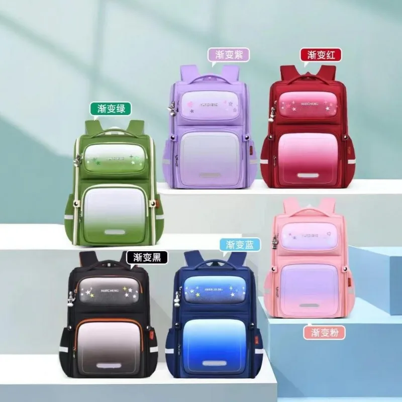 Fashion Gradient Colour Kids Backpack Primary Students Schoolbags Nylon Waterproof Book Bag Boys Girls Rucksack Durable Satchels