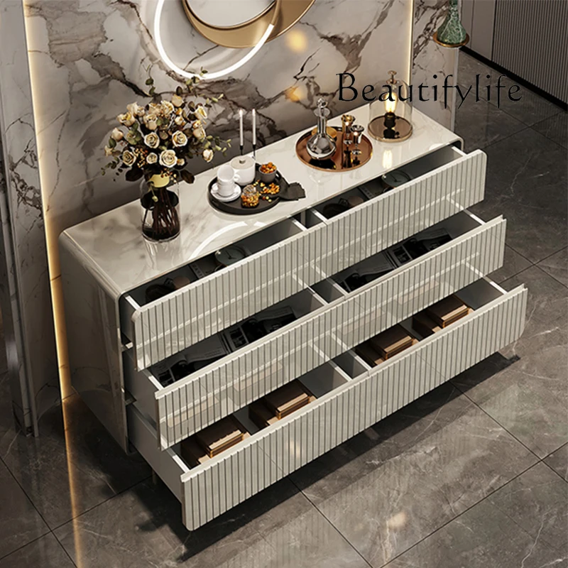 Art Light luxury solid wood modern simple bedroom paint bed end cream wind living room decoration dining side cabinet