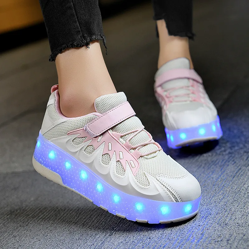 Boys and Grils flashing Skate Shoes Two-wheeled shoes Student Campus Walking Shoes Hot Selling Roller Skates