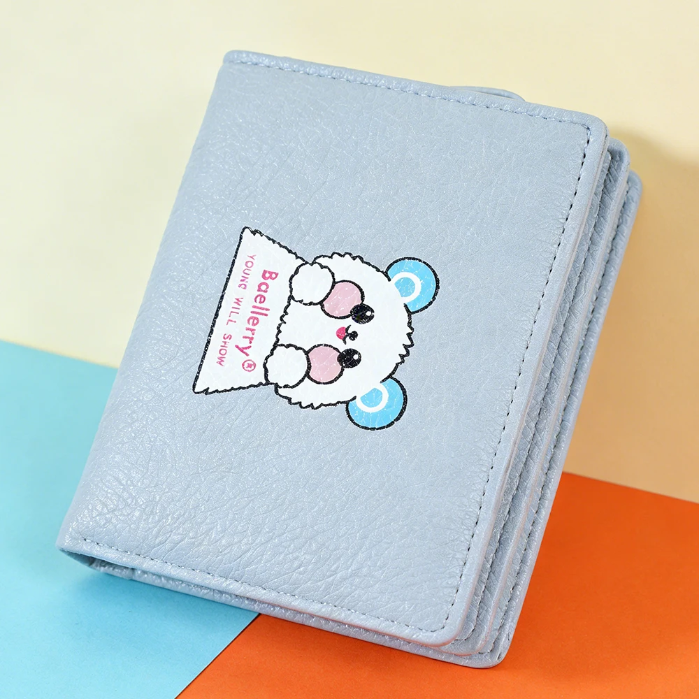 

Новые высококачественные женские короткие кошельки Baellerry: милые картхолдеры, держатели для фото, кошельки на молнии для монет, с принтом медведя