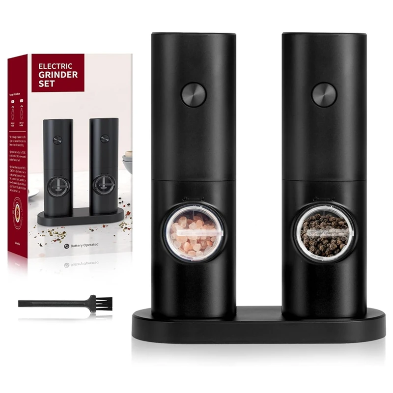 

Electric Salt And Pepper Grinder Set, Battery Powered With Stand, Seasoning Tools